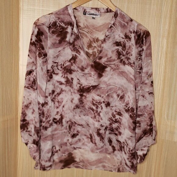 Jennifer Lopez Tie Dye Silky Semi Sheer Blouse - Picture 1 of 9